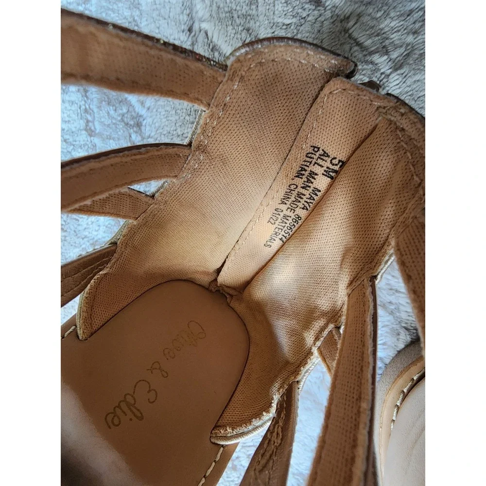 Olive & Edie Gold Strappy Gladiator Sandals Girls Size 5 Maya Glitter Iridescent